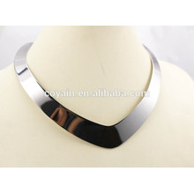 Shiny 316L stainless steel silver Punk heart torques necklace for women